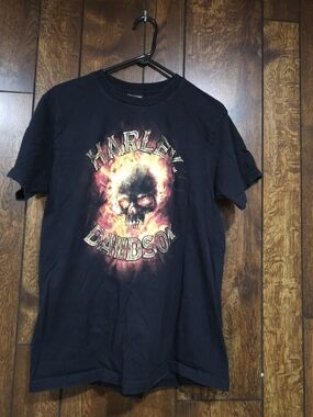Harley-Davidson Skull Flame Graphic Tee Medium Mens Motorcyles Short Sleeve